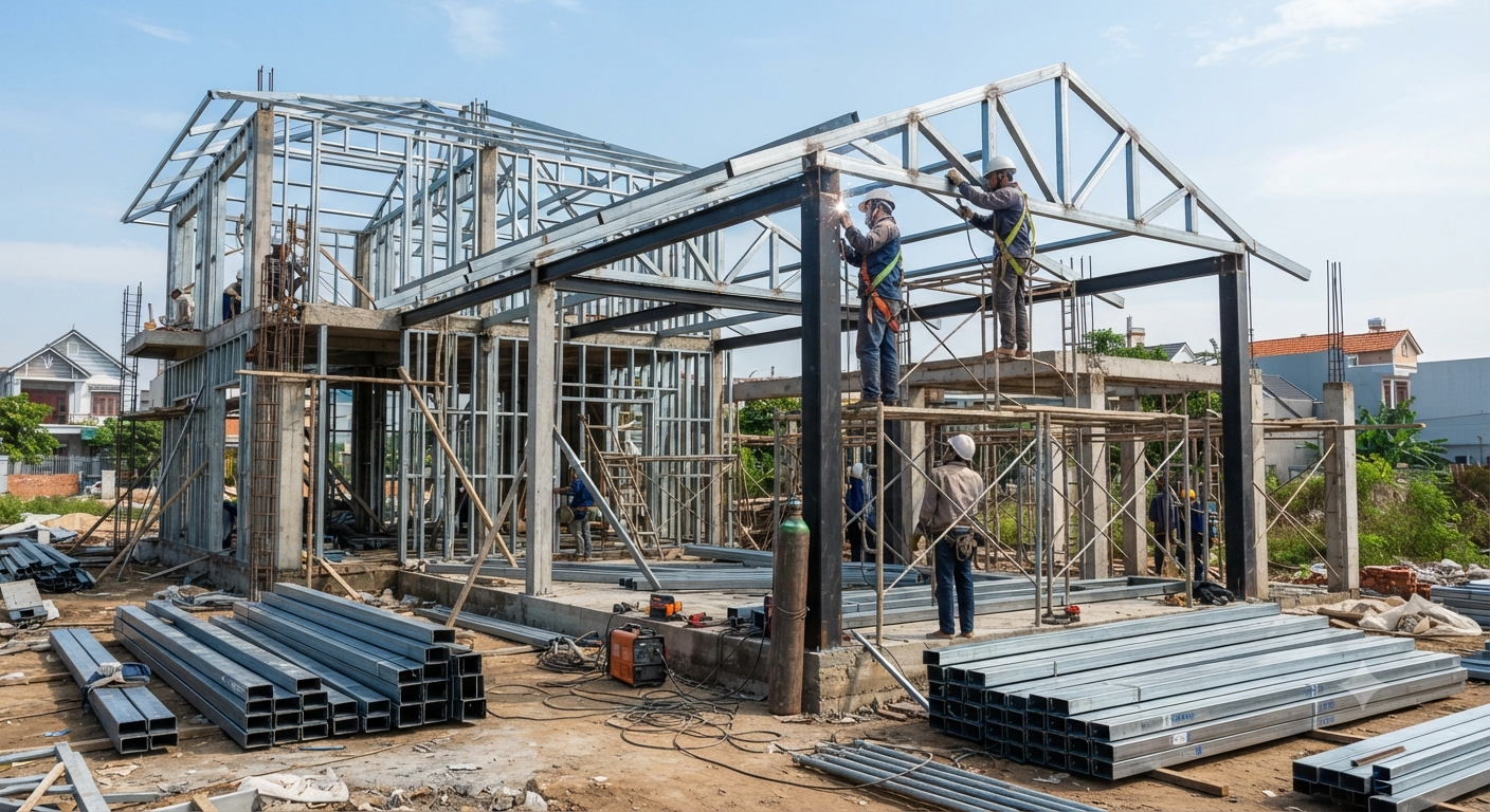Thép hộp cho xây dựng nhà ở và công trình dân dụng